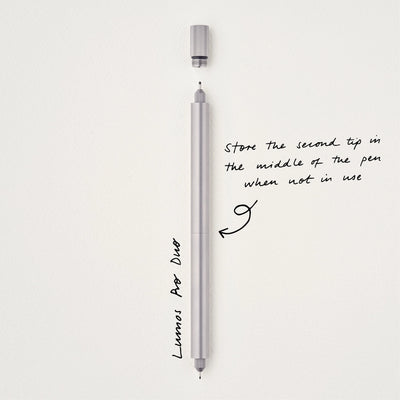 The Lumos Pro Duo Tip in Titanium - Two Refillable Pens with Multiple Tips