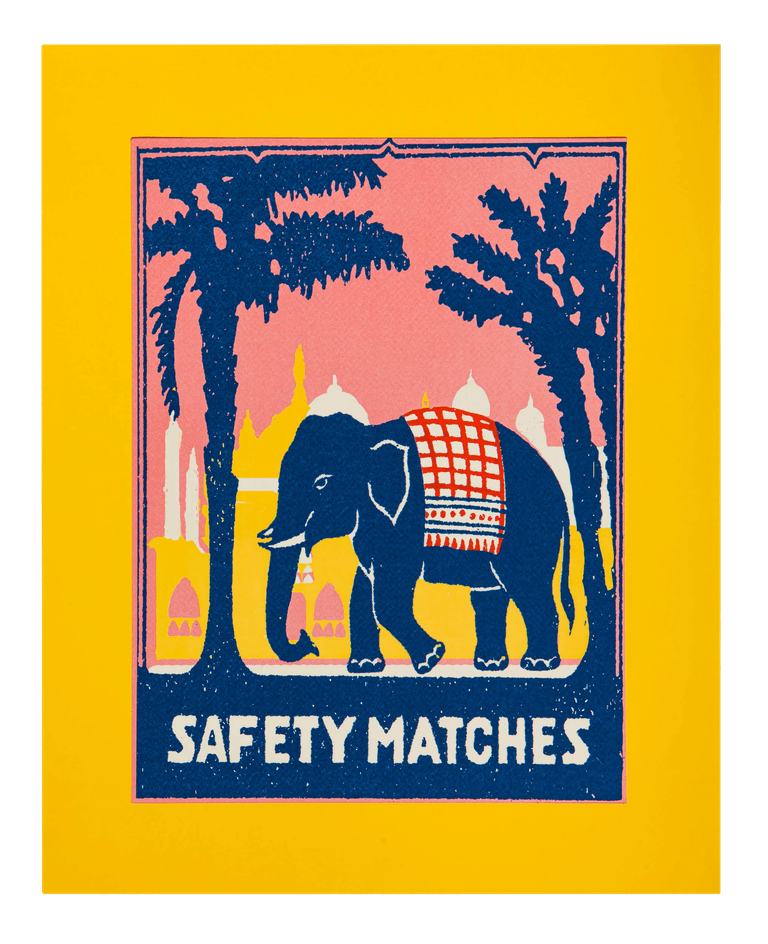 Pink Elephant Safety Match Print 40 X 50 cm
