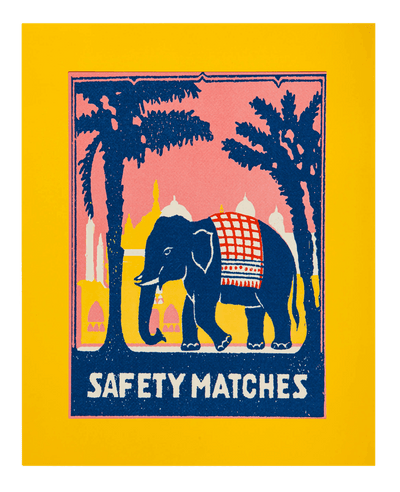 Pink Elephant Safety Match Print 40 X 50 cm