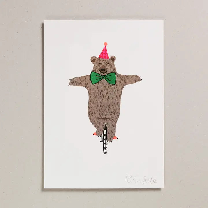Circus Bear Risograph Print - A4