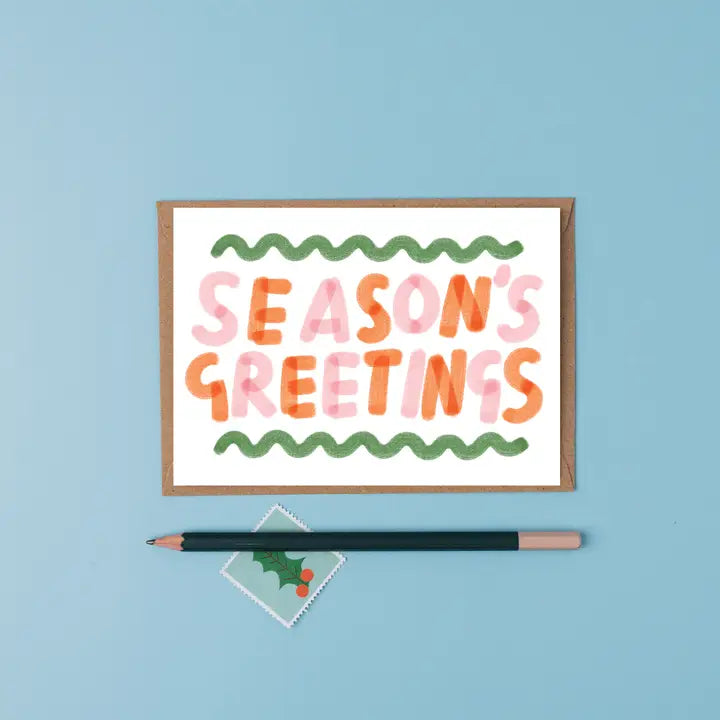 Season's Greetings Squiggly Christmas Card