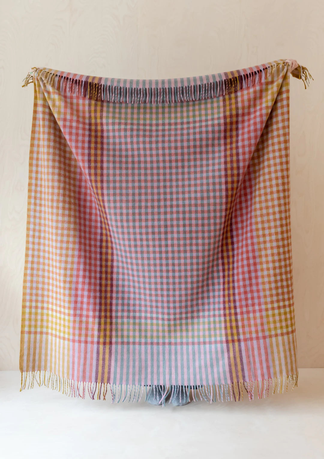 Recycled Wool Blanket - Lilac Block Micro Gingham