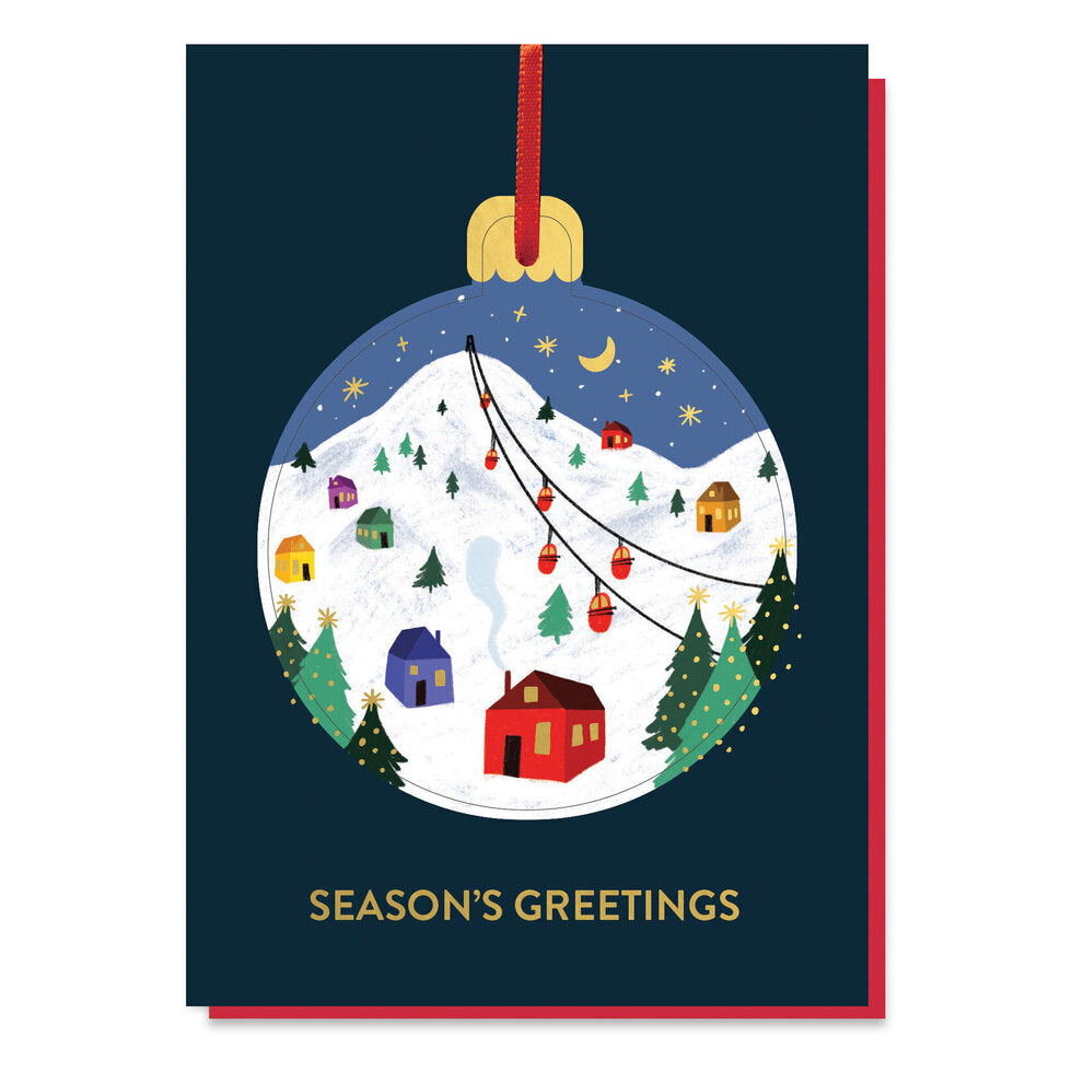 Ski Slope Pop-out Bauble Card