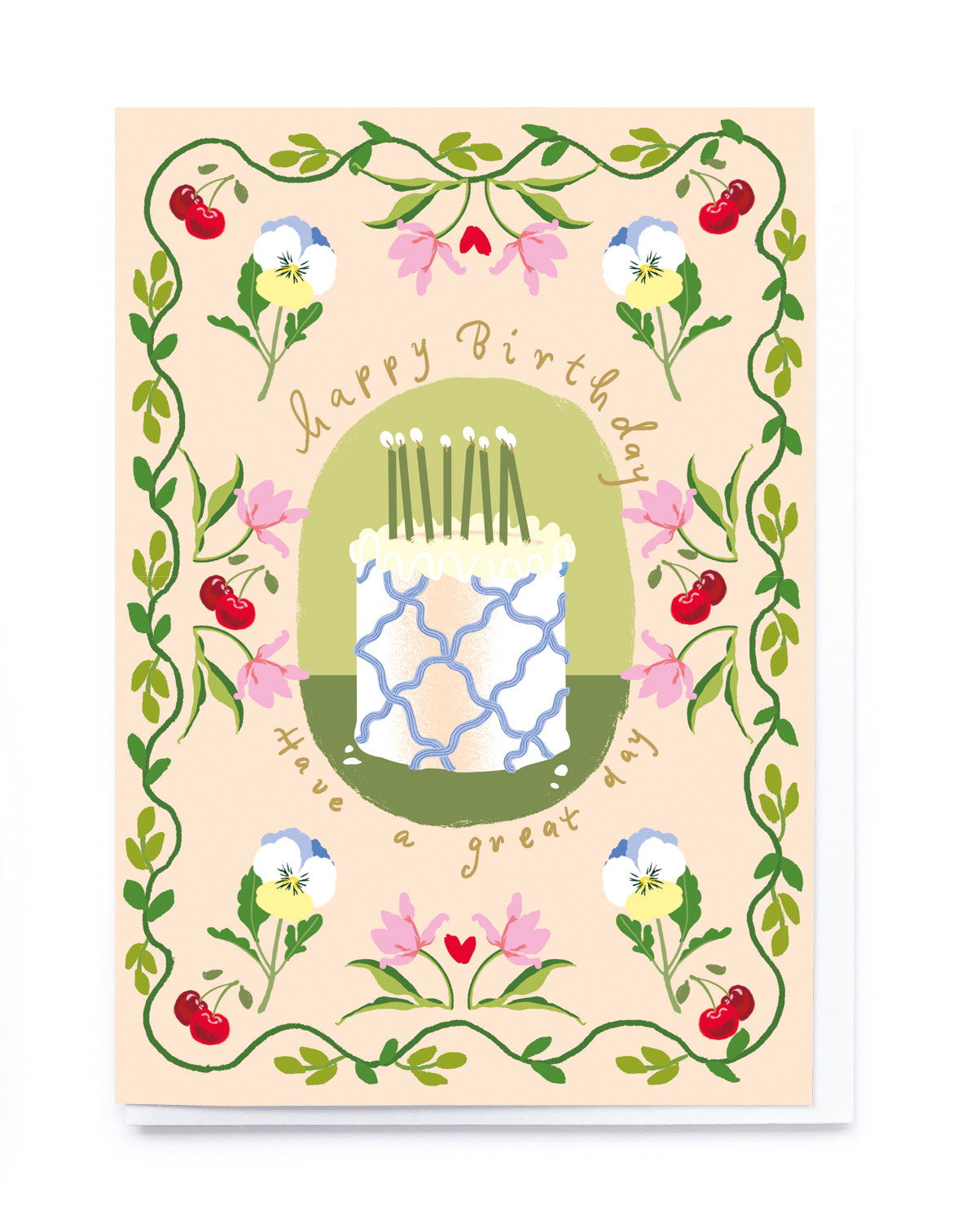 Cake and Cherries Birthday Card