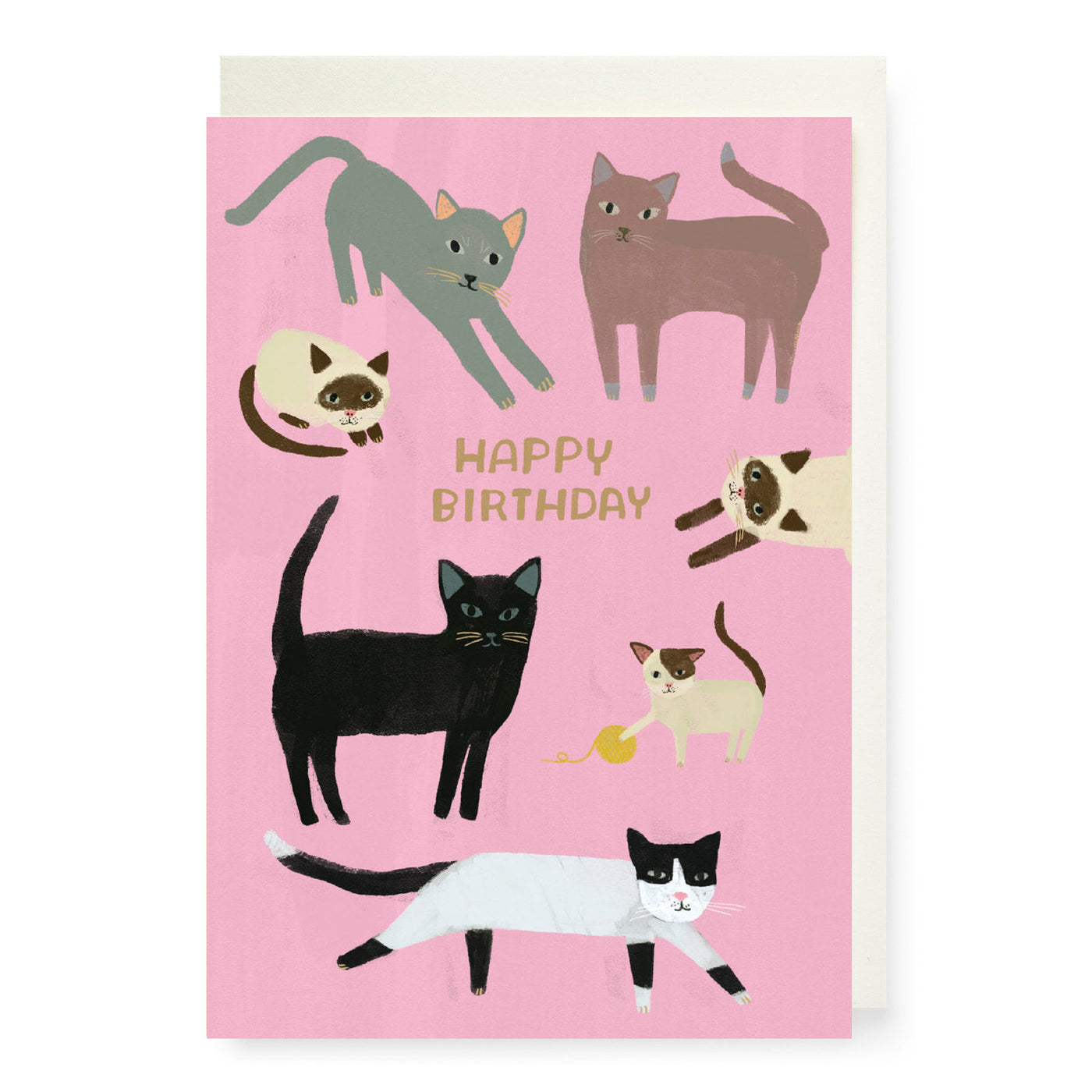 Cats on Pink Birthday Card