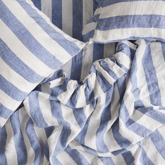Pair of Linen Pillowcases - Chambray Stripe