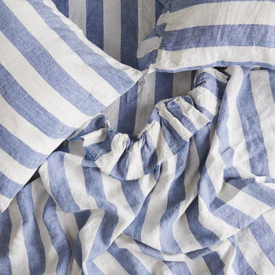 Pair of Linen Pillowcases - Chambray Stripe