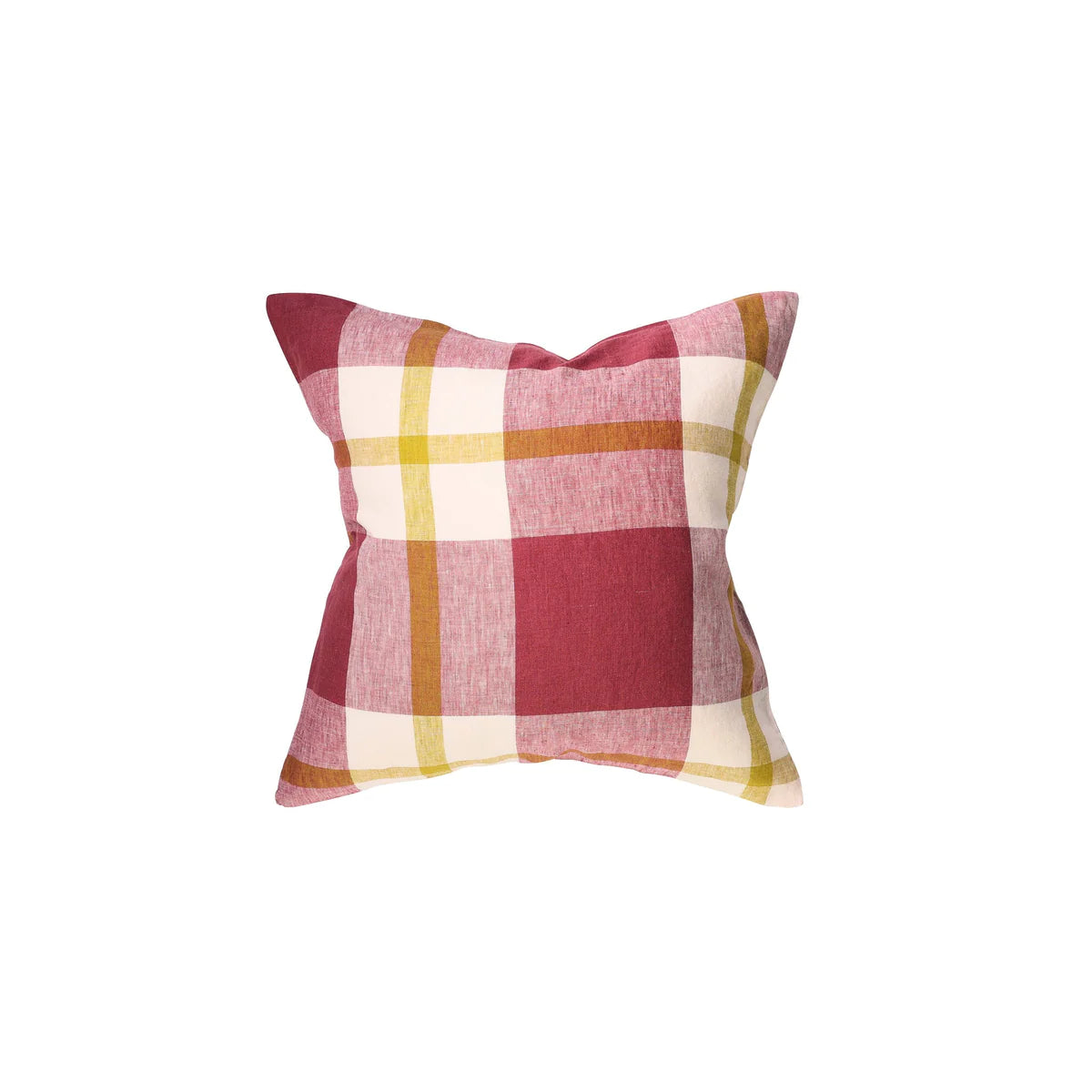 SALE Plum Check Linen Cushion Cover