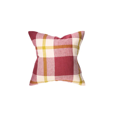 Plum Check Linen Cushion Cover