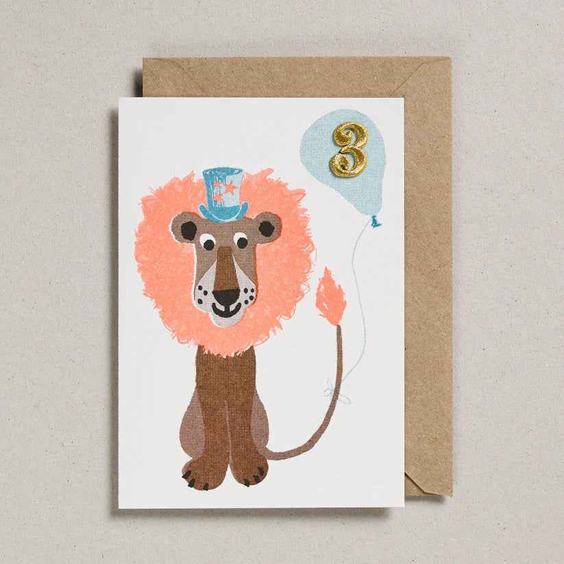 Age 3 Lion Embellished Card