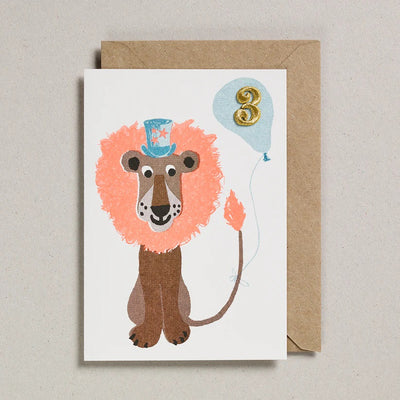 Age 3 Lion Embellished Card