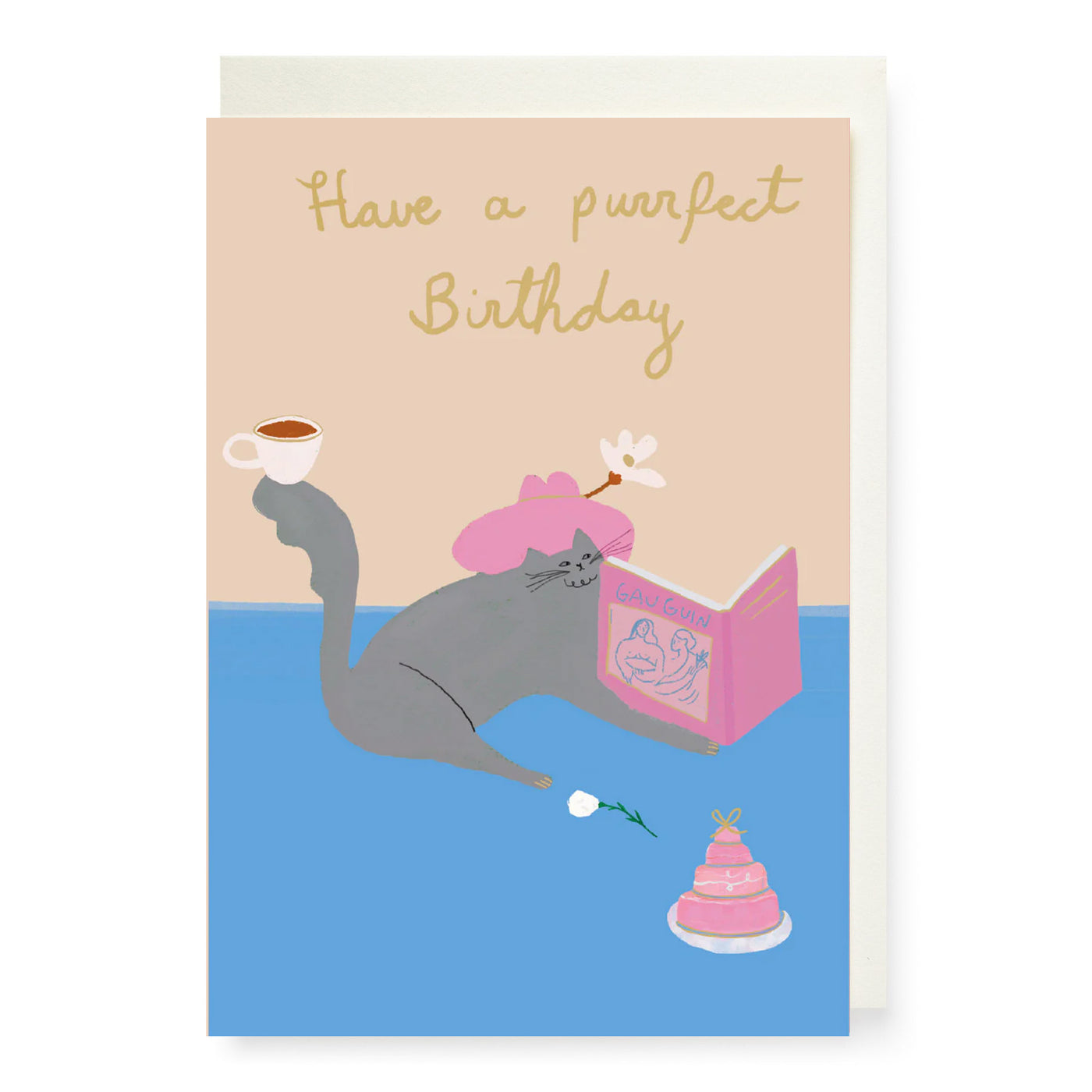 Art Loving Cat Birthday Card