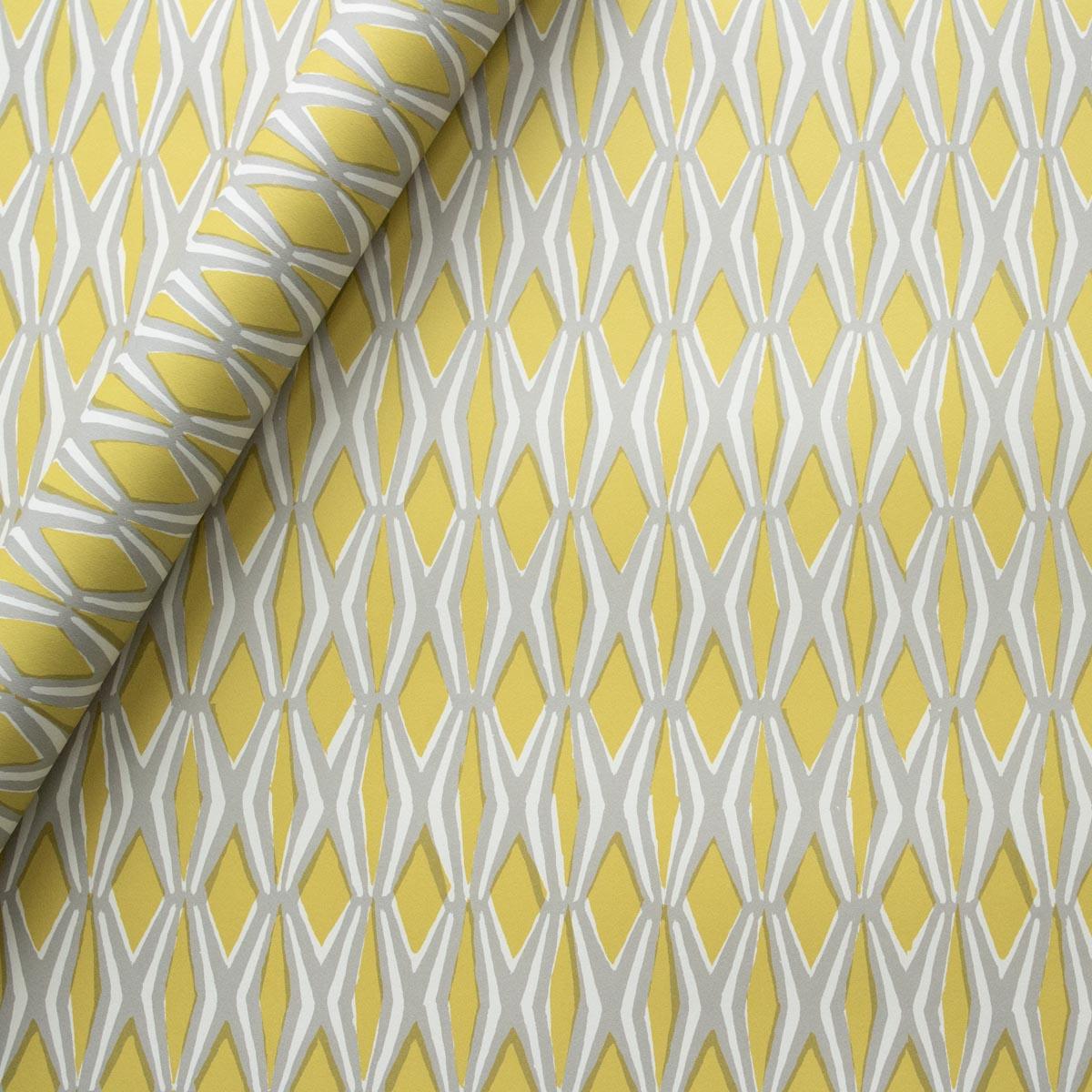 Acid Yellow and Grey 'Smocking' Wrapping Paper
