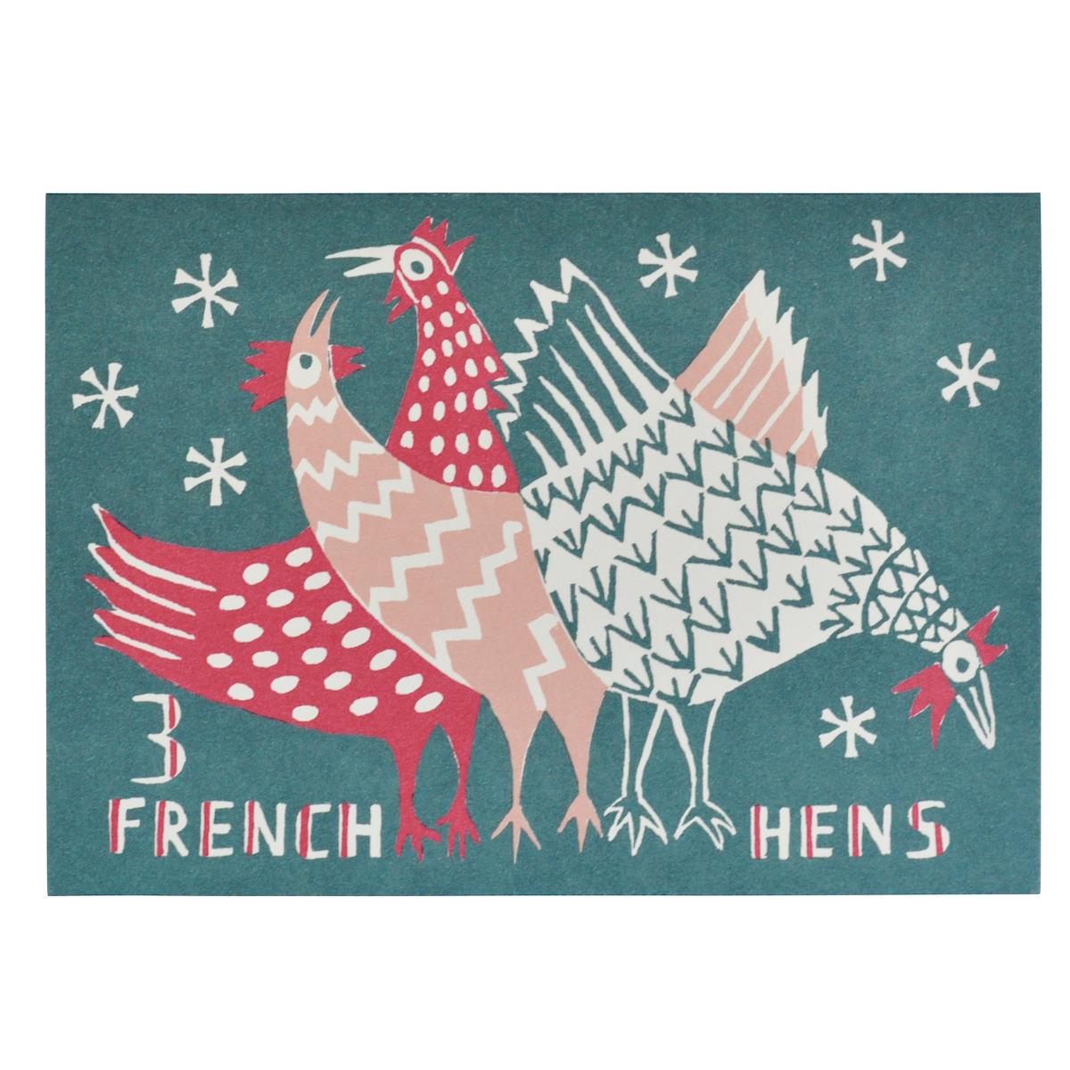 Three French Hens Christmas Card