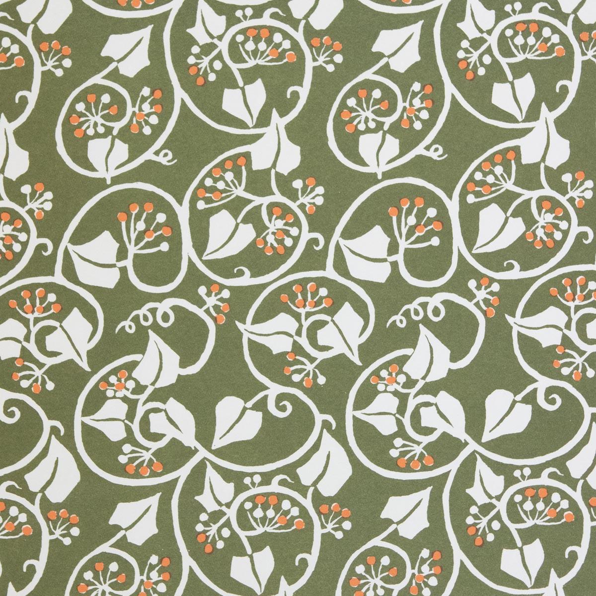 'Ivy Swamp Green & Orange' Wrapping Paper