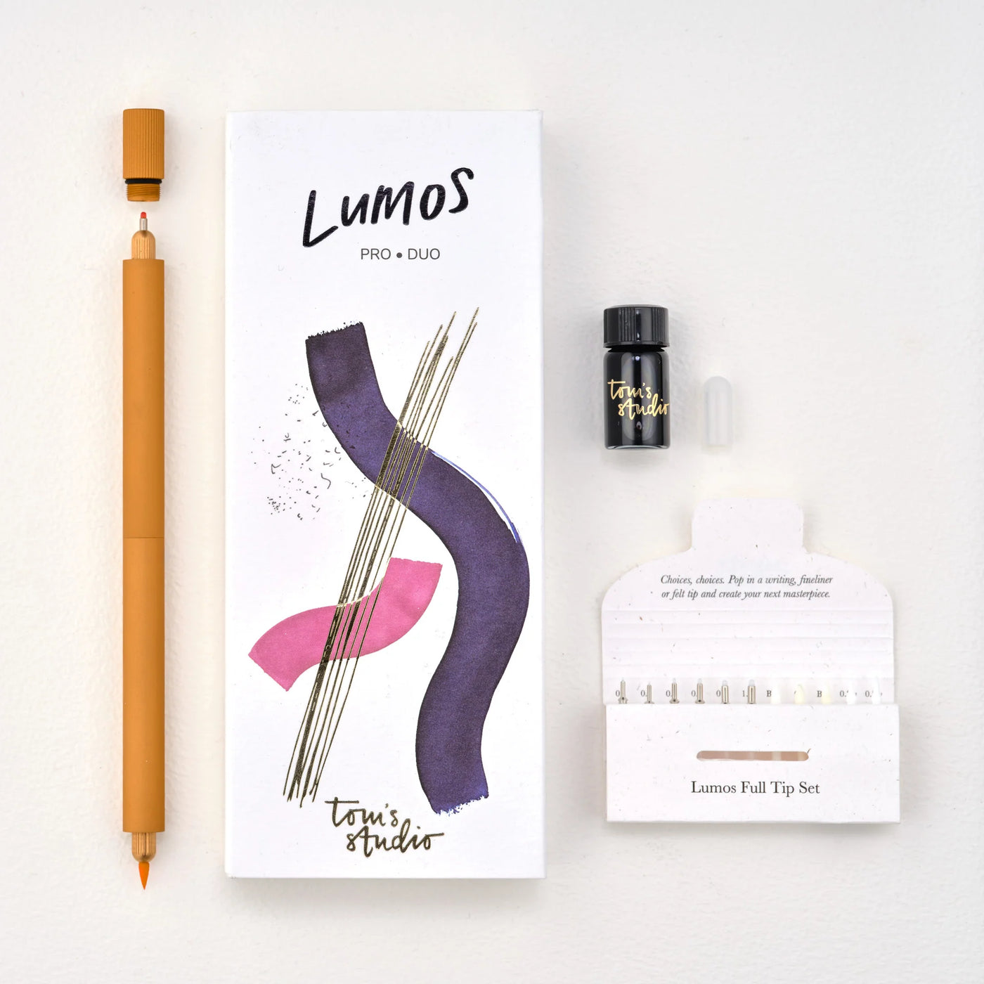 The Lumos Pro Duo Tip in Clementine - Two Refillable Pens with Multiple Tips