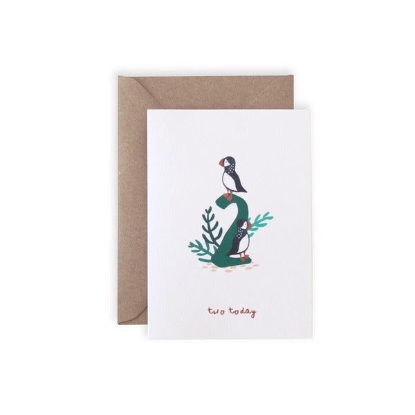 Two Today Puffin Card