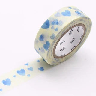 mt Washi Tape - Heart Stamp Blue