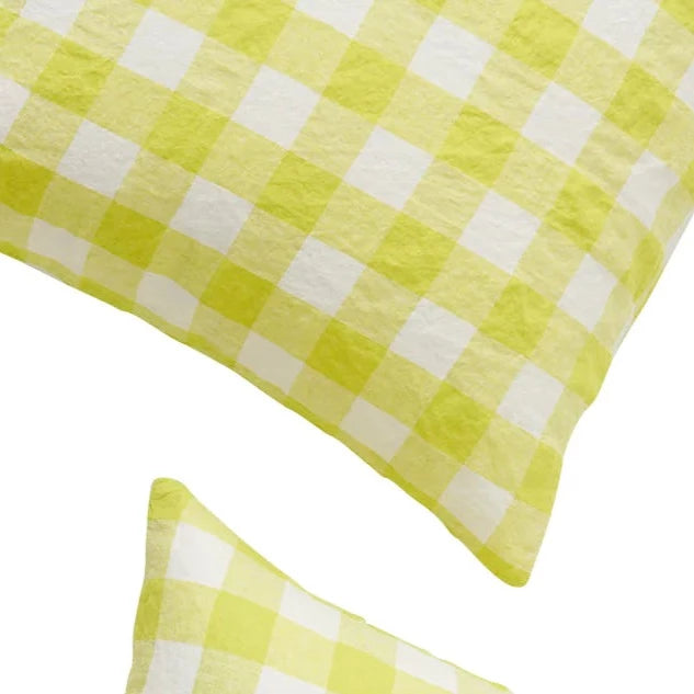Pair of Linen Pillowcases - Limoncello Gingham