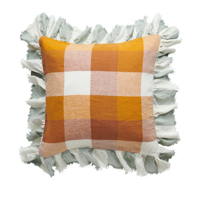 Biscuit Linen Cushion Cover with Ruffle