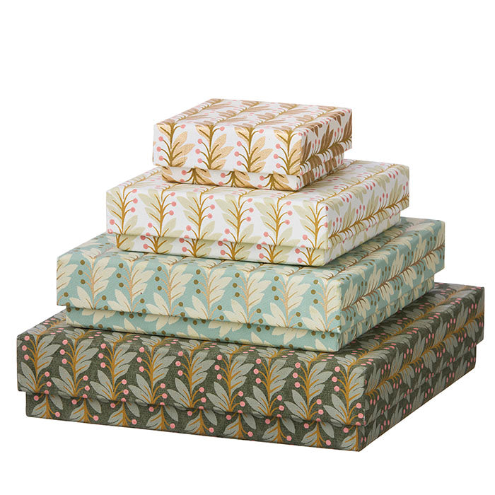 Square Flat Covered Box in Naya Moss - Large