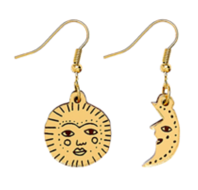 Golden Sun & Moon Earrings