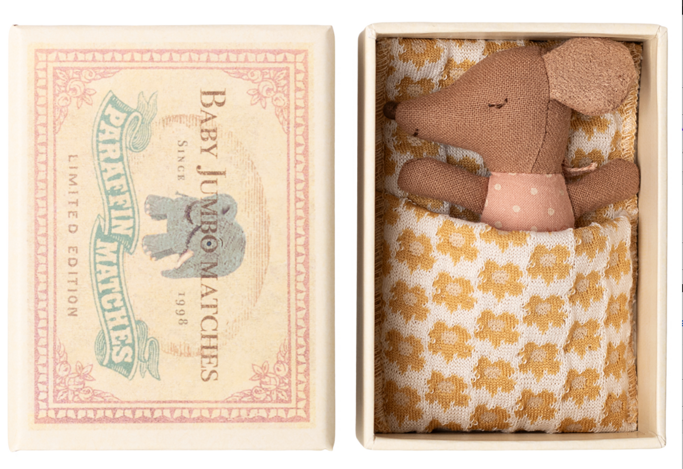 NEW Sleepy Wakey Baby Mouse in Matchbox - Rose