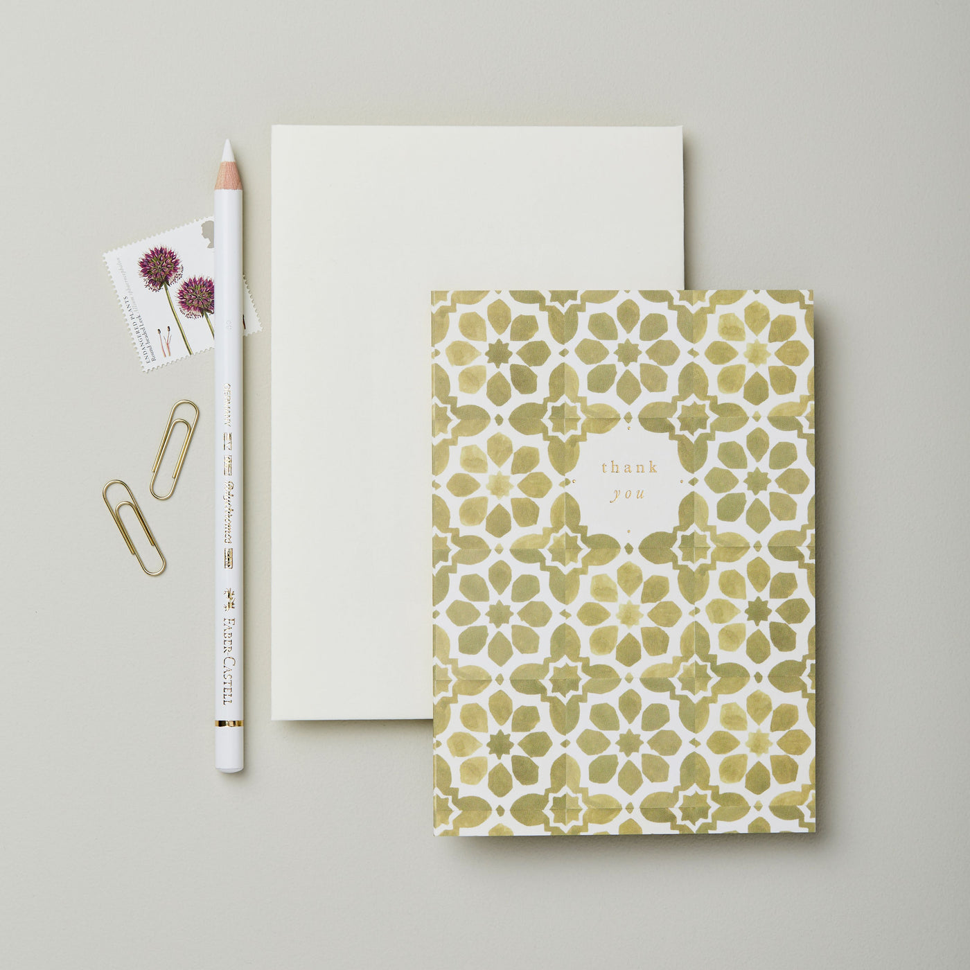 Olive Tile 'Thank You' Greetings Card