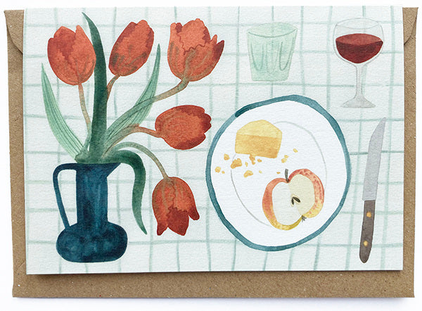 Tulips, Cheese and Apple Card