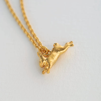 Leaping Rabbit Necklace - Gold Plate