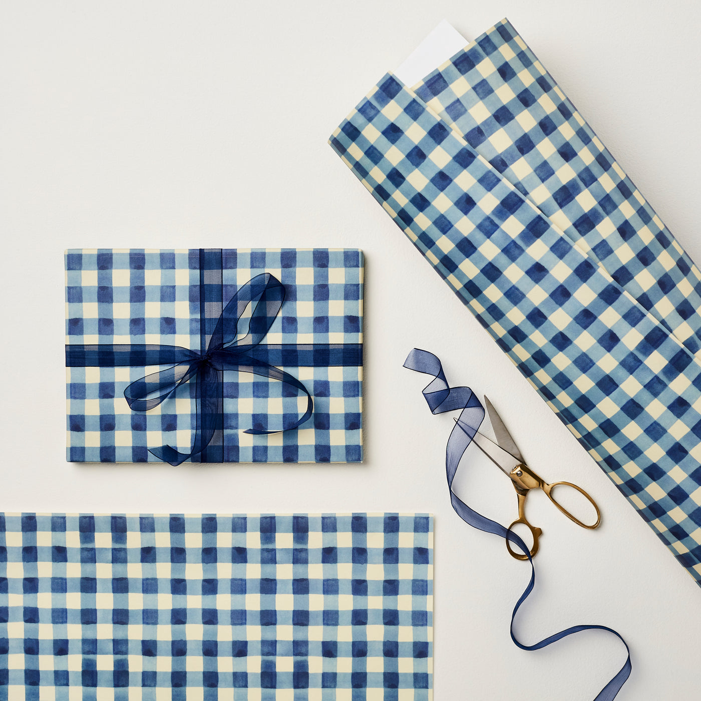Blue Gingham Single Sheet Wrapping Paper