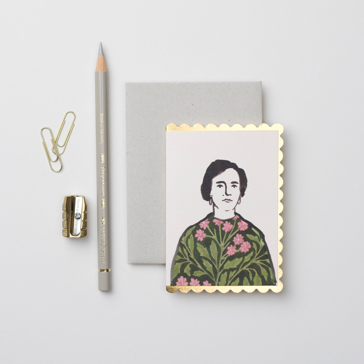 Woman In A Floral Dress Mini Card