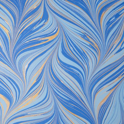 Hand Marbled Wrap - Fountain Waves Blue