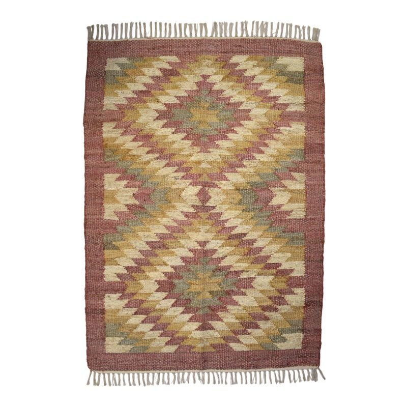 Rust, Mustard and Sage Kelim Woven Rug - 120 x 180cm – Berylune