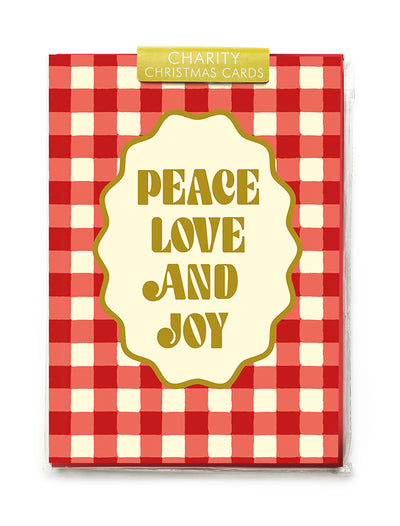 Gingham and Type Christmas Card Pack of 5