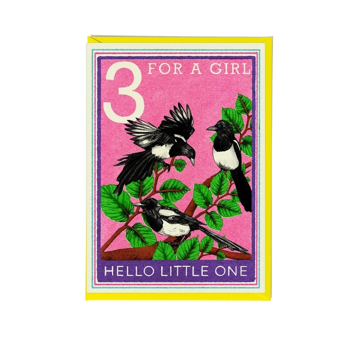 Magpie New Baby Girl Card