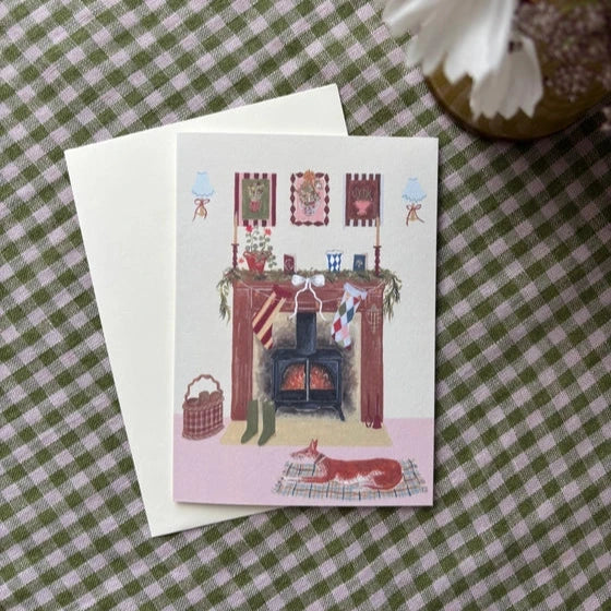 By The Fireplace Christmas Card