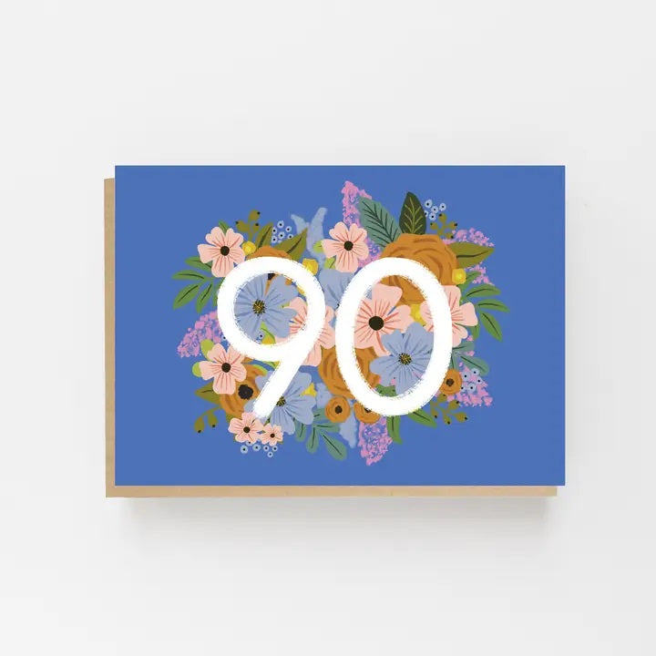90th Floral Birthday Card