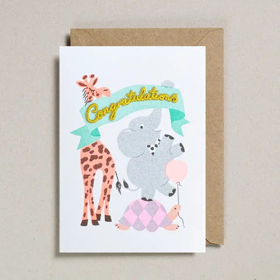 Congratulations Party Animals Embellished Card