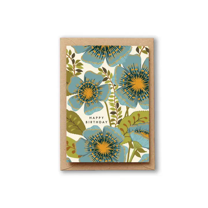 Happy Birthday Blue Bloom Card