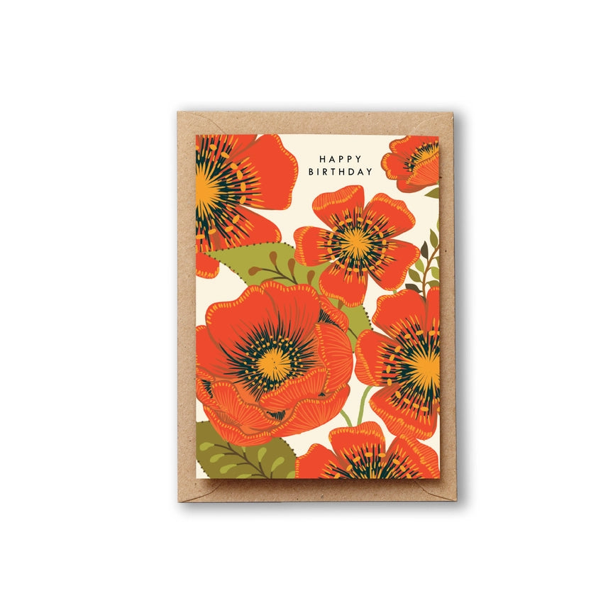 Happy Birthday Red Bloom Card