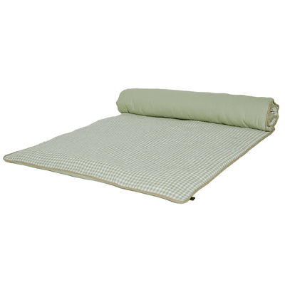Linen 'Bedroll' or Mattress 85 x 200cm - Almond Green Gingham