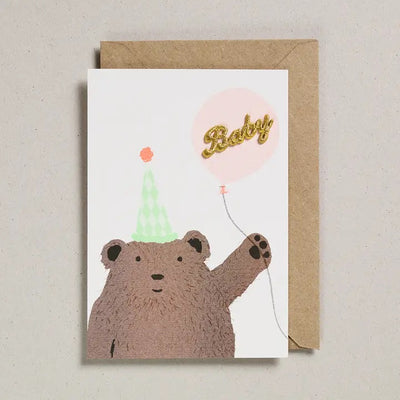 Bear & Balloon Embellished Baby Card
