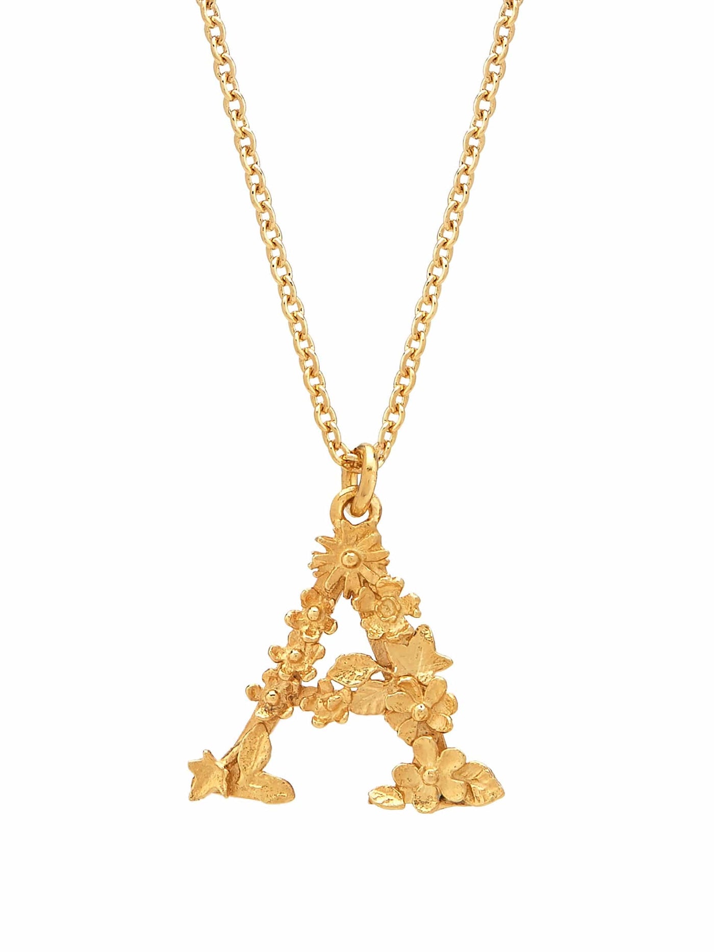 Floral Initial Letter Necklace - Gold Plate PREORDER