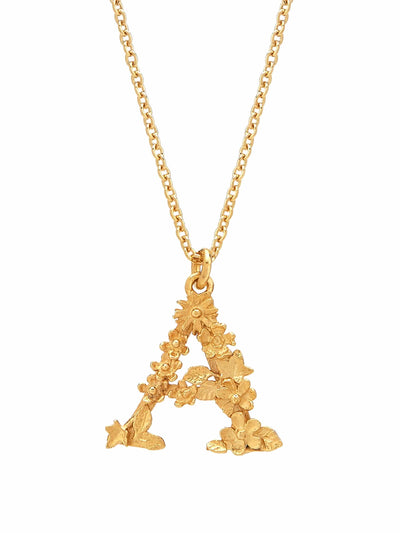 Floral Initial Letter Necklace - Gold Plate PREORDER