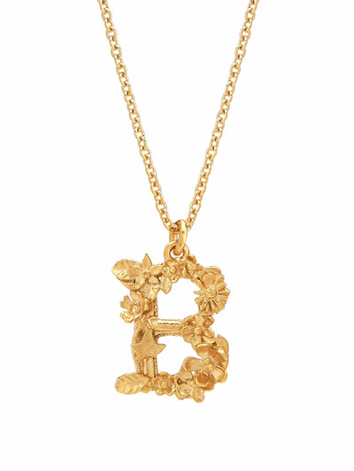 Floral Initial Letter Necklace - Gold Plate PREORDER