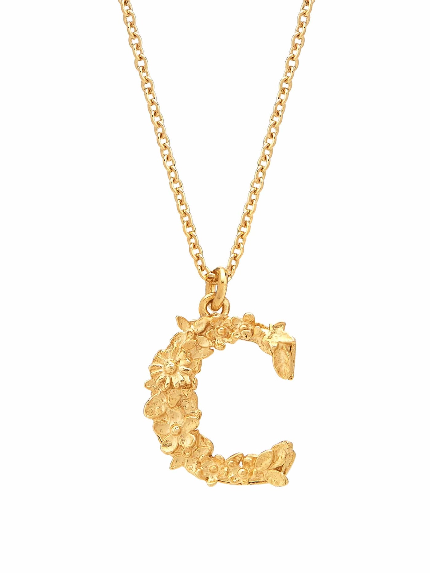 Floral Initial Letter Necklace - Gold Plate PREORDER