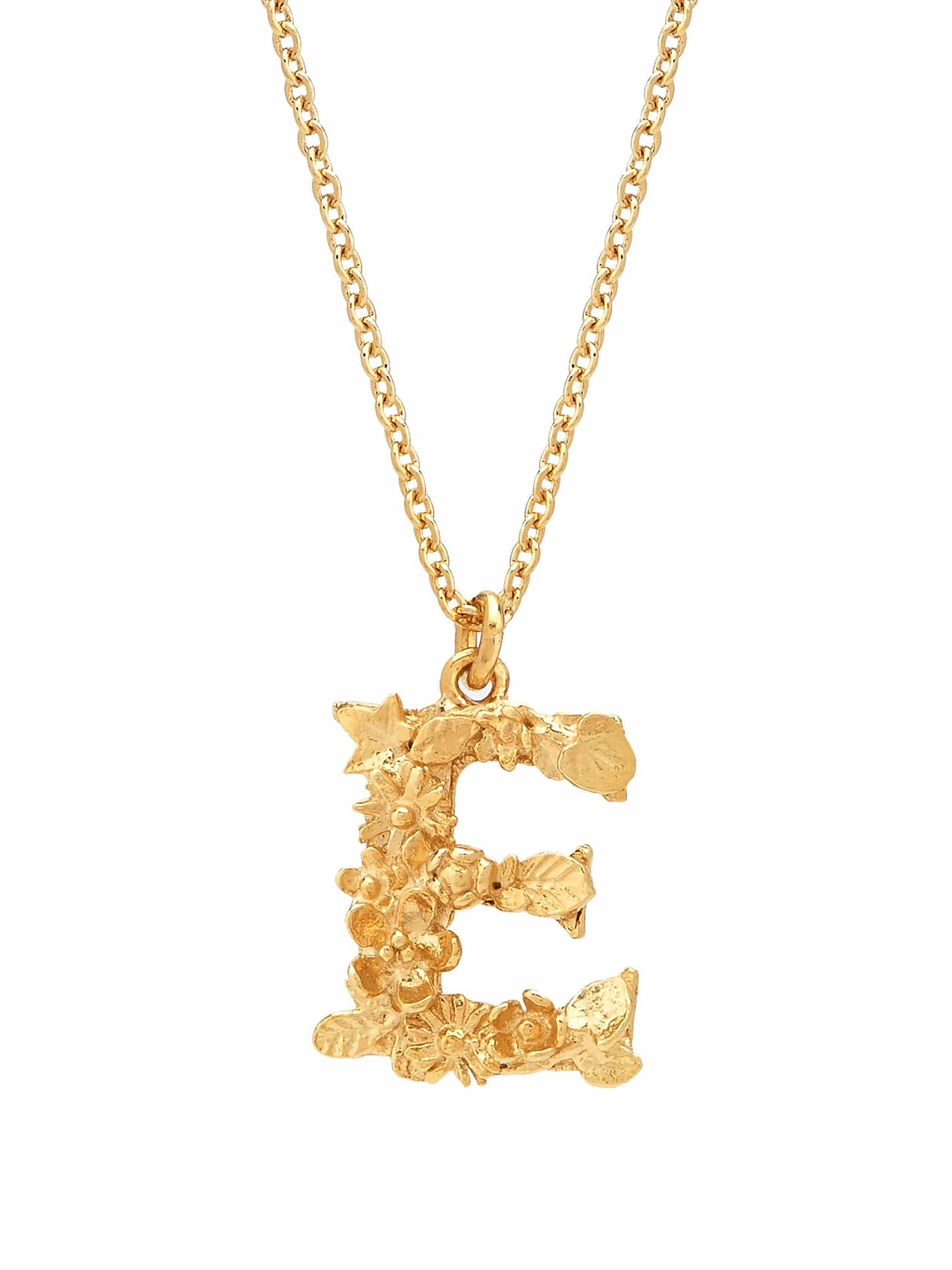 Floral Initial Letter Necklace - Gold Plate PREORDER