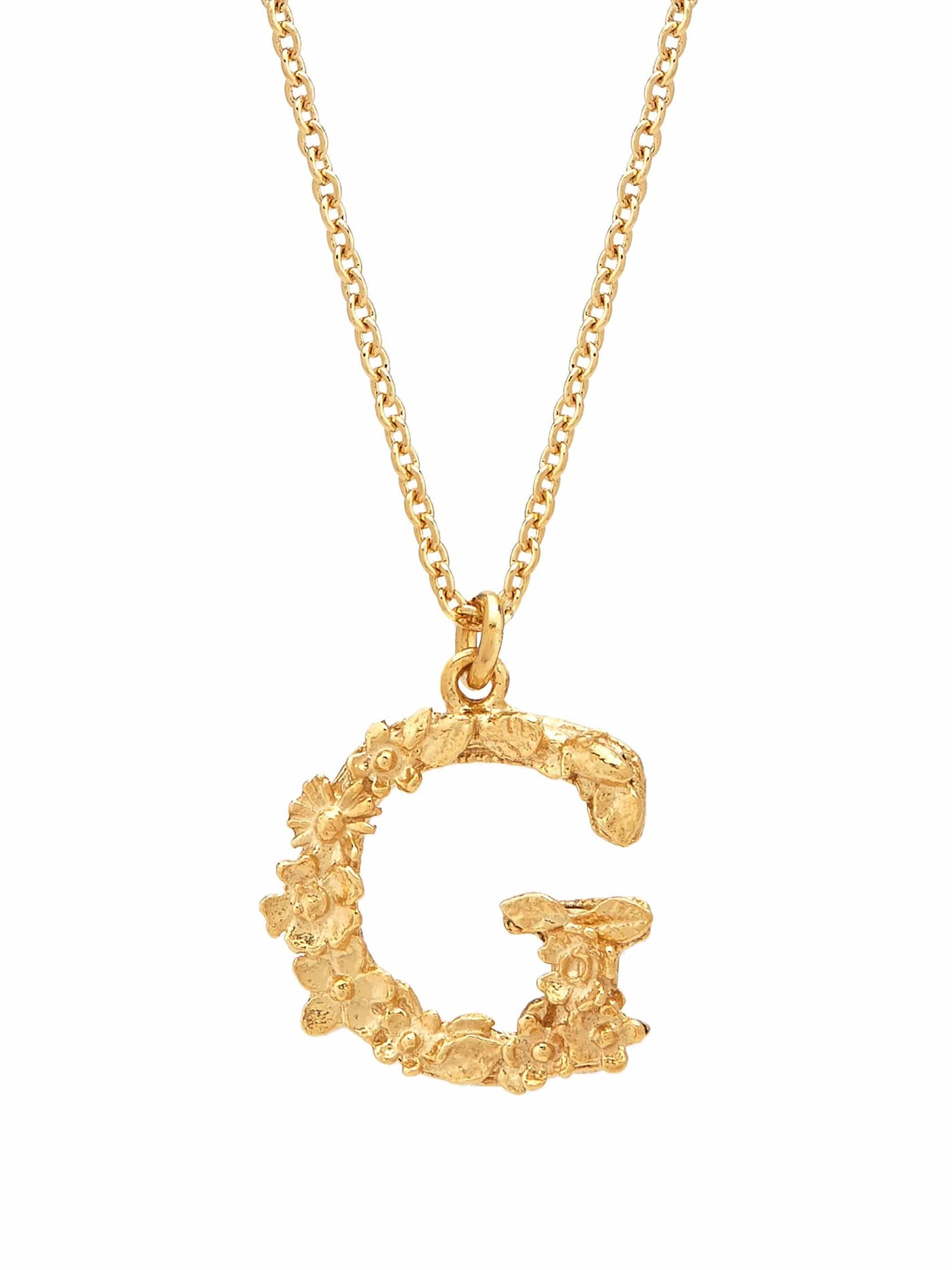 Floral Initial Letter Necklace - Gold Plate PREORDER
