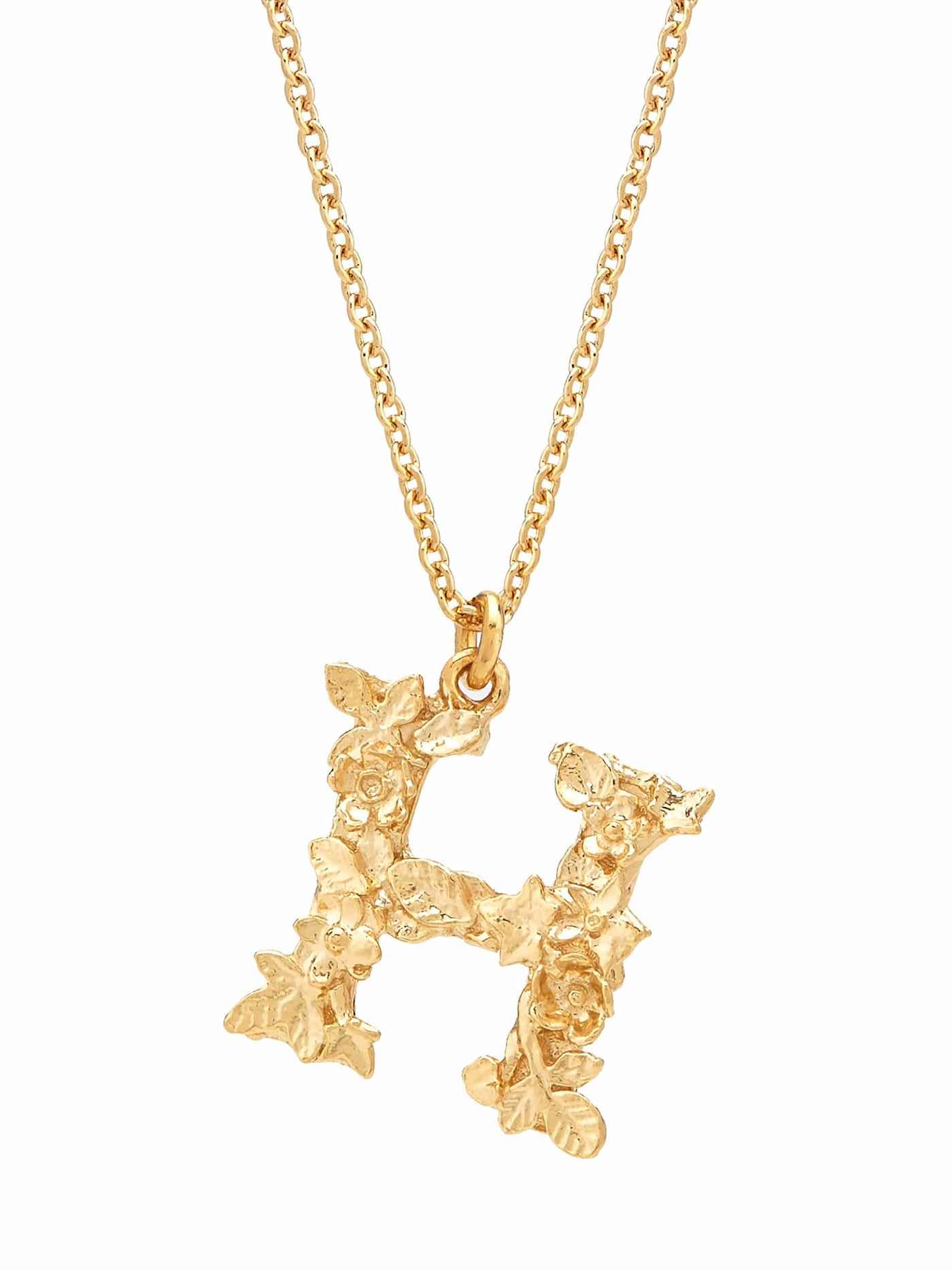 Floral Initial Letter Necklace - Gold Plate PREORDER